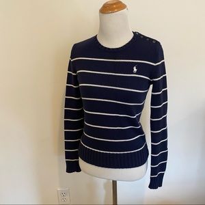 Navy and White Stripe Ralph Lauren Sweater XS